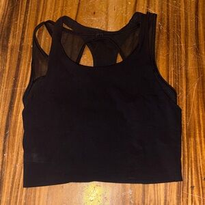 LULULEMON Black sports bra double layer sheer detail